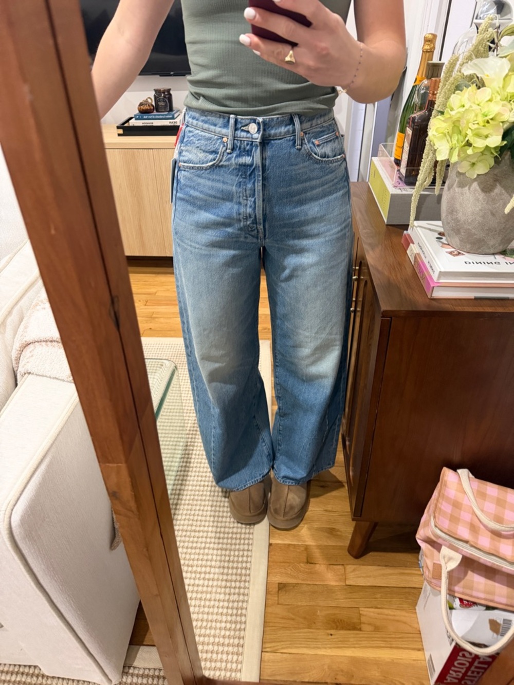 MOTHER High-Rise Wide-Leg Jeans in Light Blue Wash
